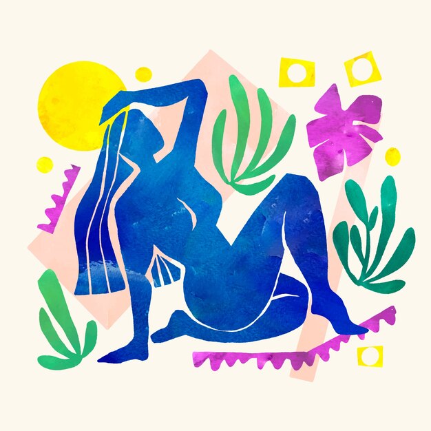 Ilustração de estilo matisse aquarela