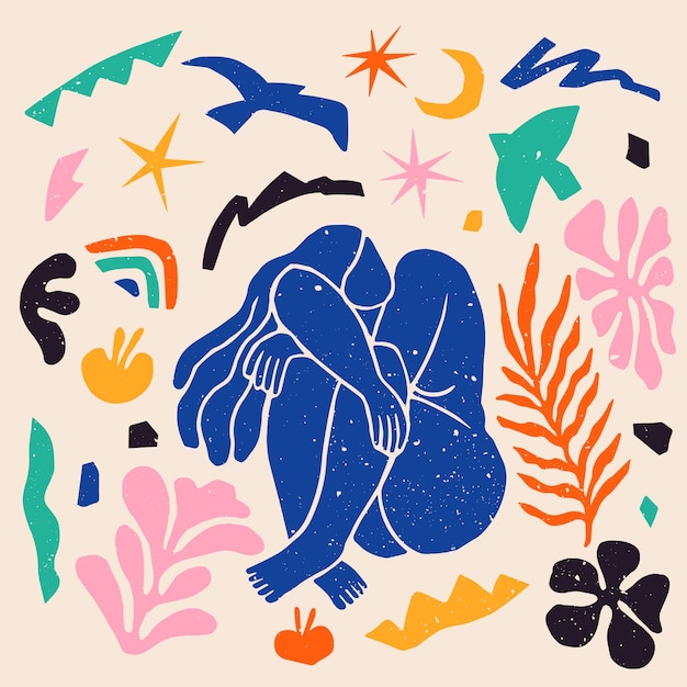 Vetor grátis ilustração de estilo matisse de design plano