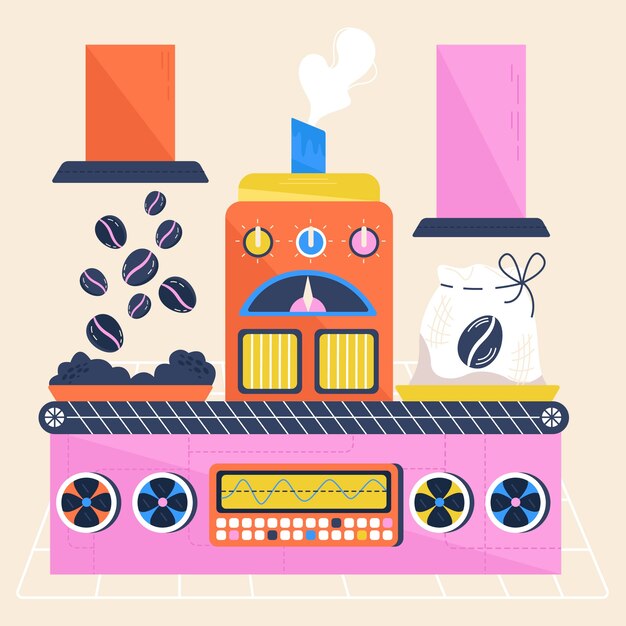 Ilustração de fabricação de alimentos