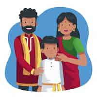 Vetor grátis ilustração de família indiana desenhada à mão