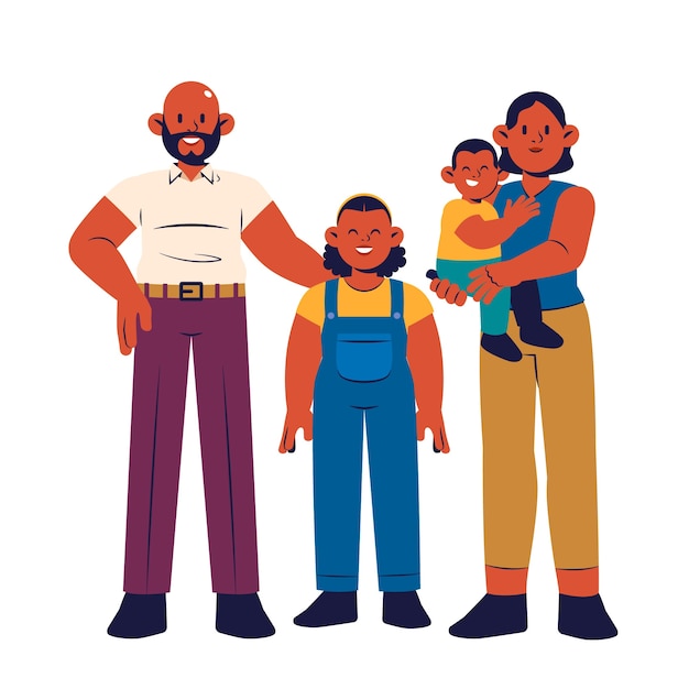 Vetor grátis ilustração de família negra desenhada à mão