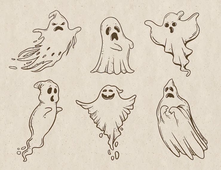 Vetor grátis ilustração de fantasma de halloween desenhado à mão