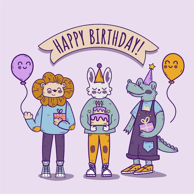 Vetor grátis ilustração de feliz aniversário em design plano