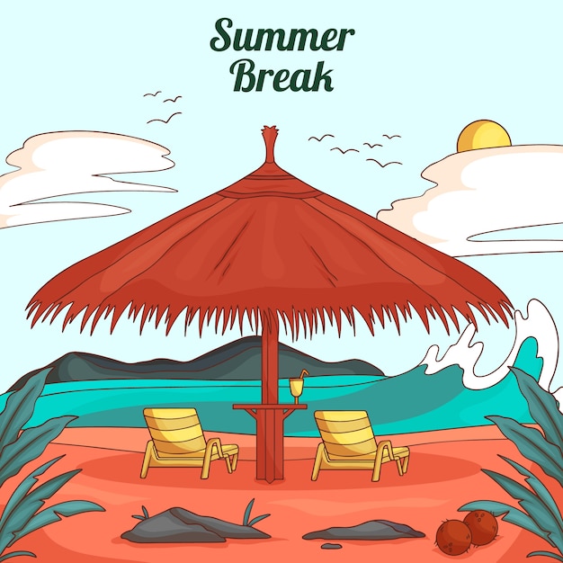 Ilustração de férias de verão desenhada à mão