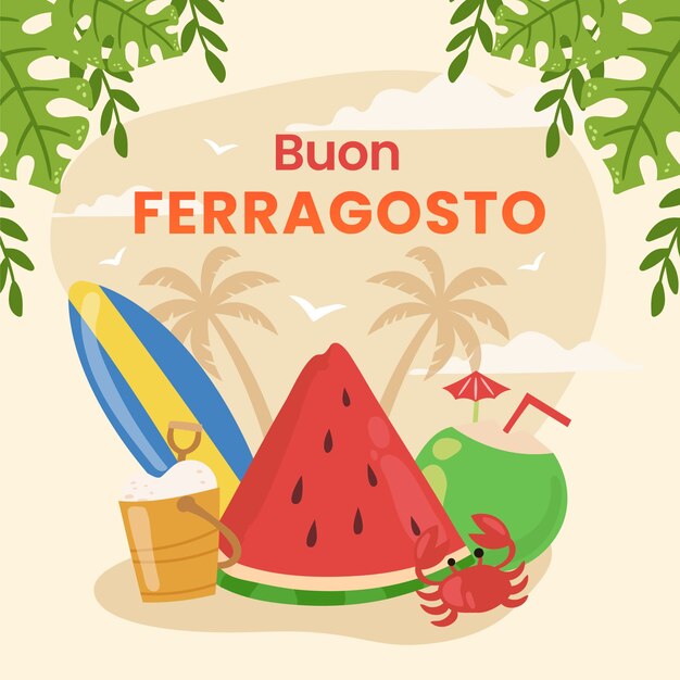 Ilustração de ferragosto desenhada à mão