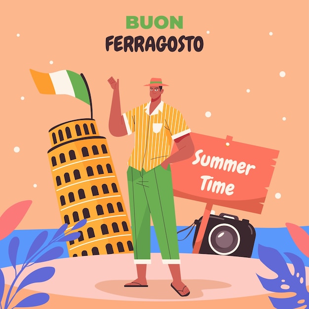 Ilustração de ferragosto plano