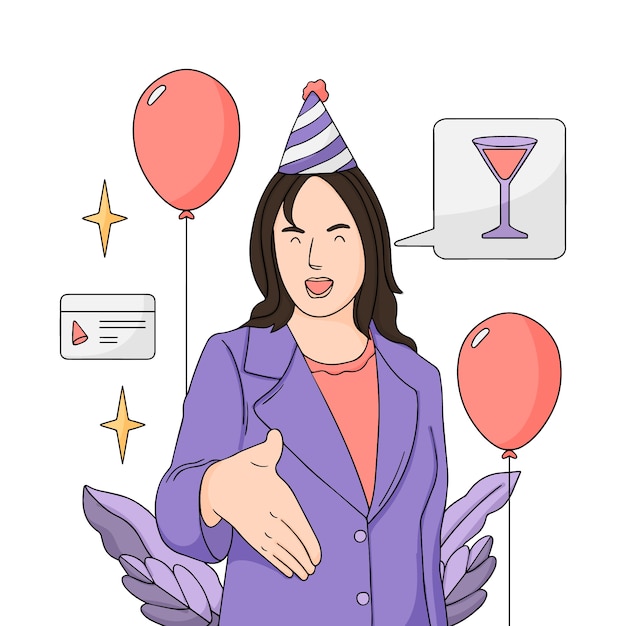 Ilustração de festa de negócios desenhada à mão