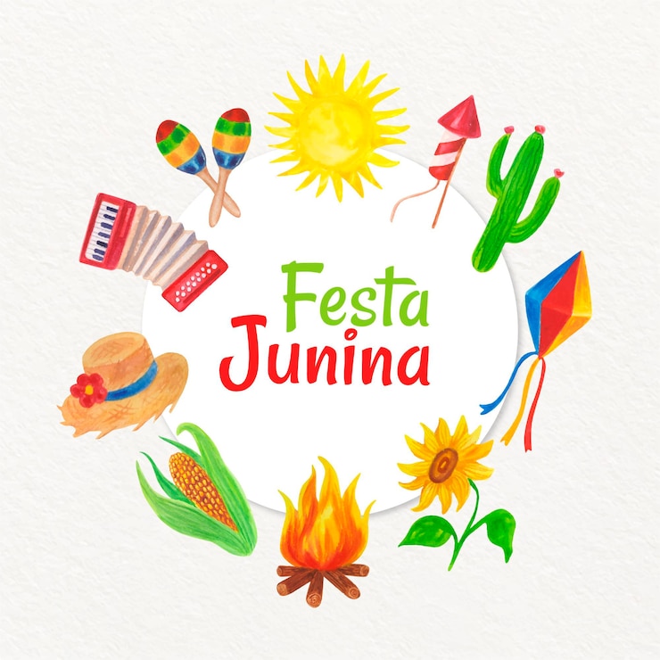 Vetor grátis ilustração de festa junina com coleção de elementos