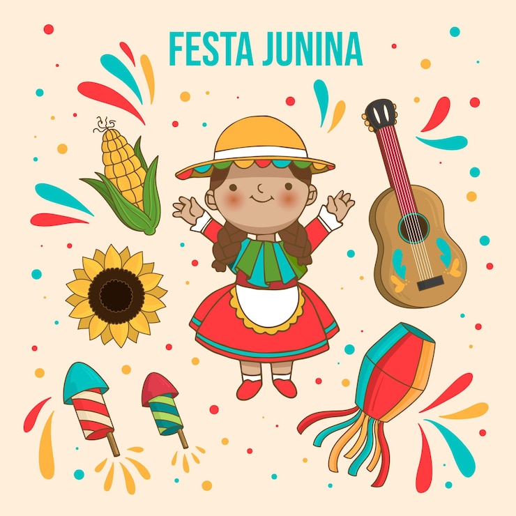 Vetor grátis ilustração de festa junina desenhada à mão