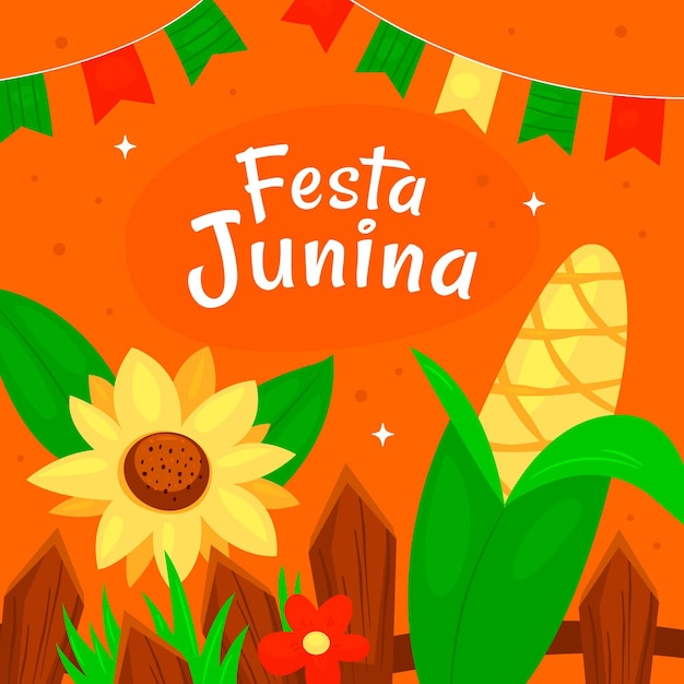 Ilustração de festa junina desenhada à mão