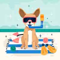 Vetor grátis ilustração de festa na piscina de cachorro desenhada de mão