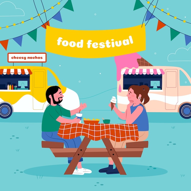 Ilustração de festival de comida de design plano