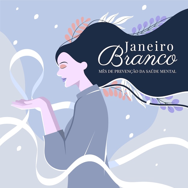 Vetor grátis ilustração de flat janeiro branco