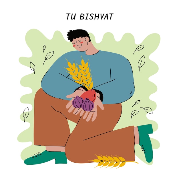 Vetor grátis ilustração de flat tu bishvat