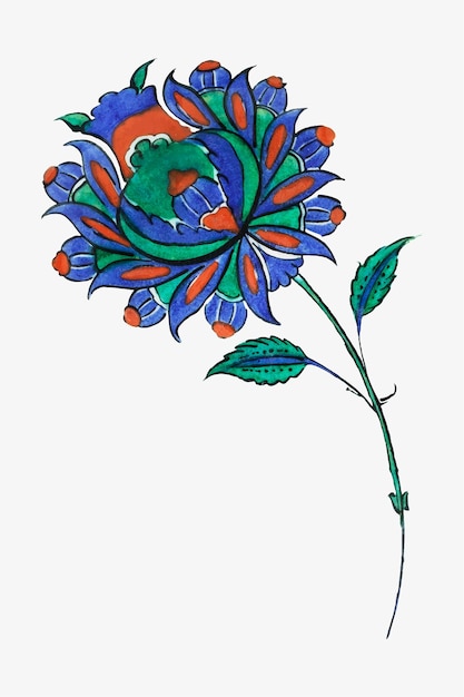 Ilustração de flor azul vintage