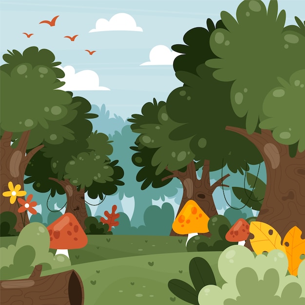 Ilustração de floresta encantada desenhada à mão