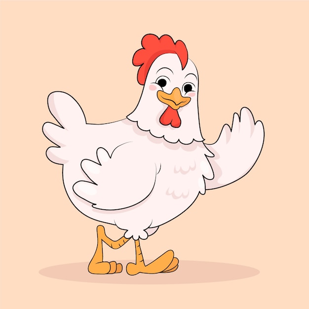 Ilustração de frango de desenho animado desenhada de mão