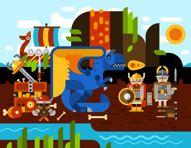 Vetor grátis ilustração de fundo de viking
