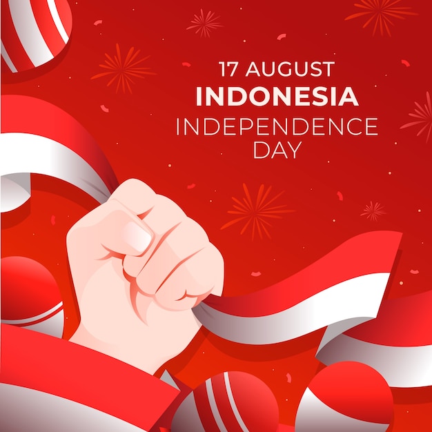 Vetor grátis ilustração de fundo do dia da independência da indonésia gradiente