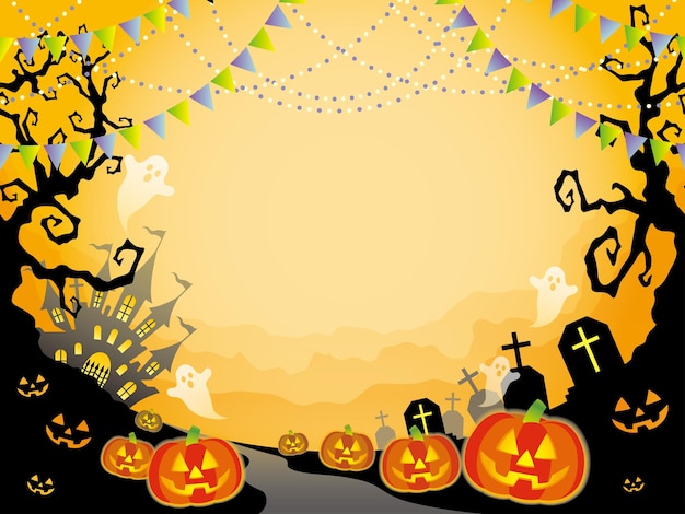 Vetor grátis ilustração de fundo vector halloween feliz sem costura com espaço de texto, horizontalmente repetível.