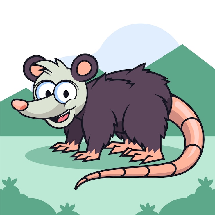 Vetor grátis ilustração de gambá de desenho animado desenhada à mão