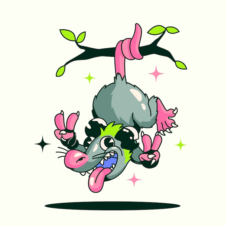 Vetor grátis ilustração de gambá de desenho animado desenhada à mão