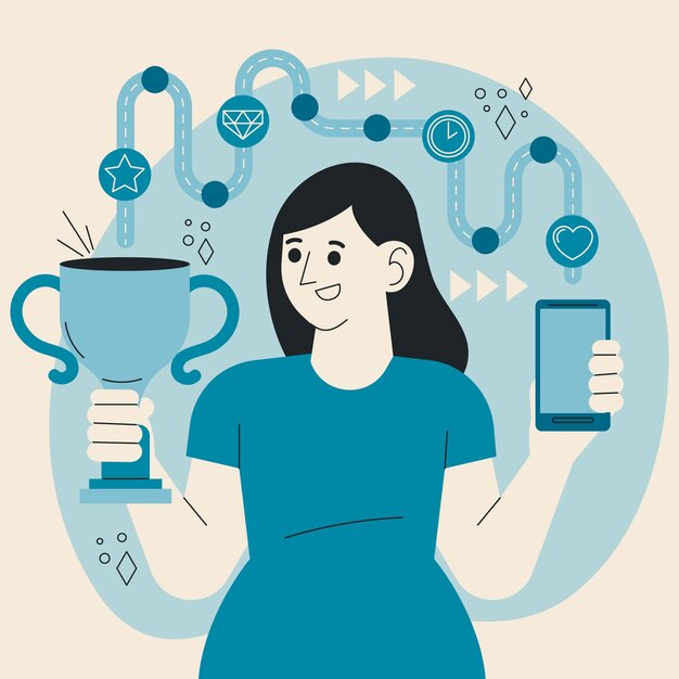 Ilustração de gamificação de design plano desenhado à mão