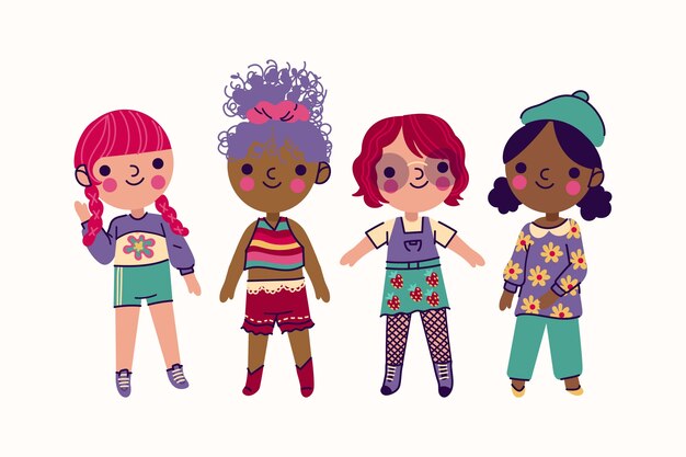 Ilustração de garota kawaii desenhada de mão