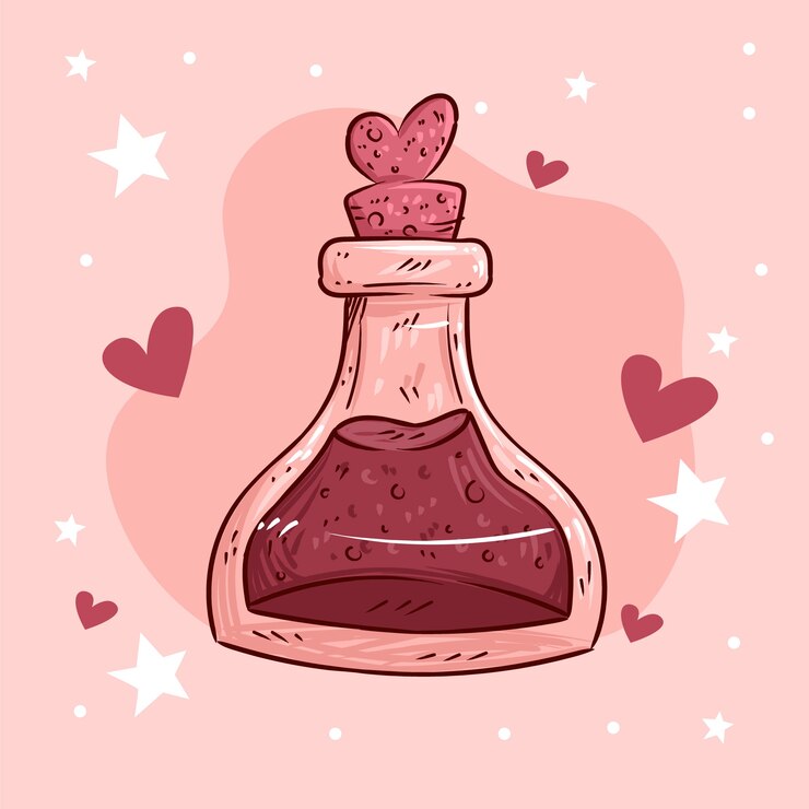 Vetor grátis ilustração de garrafa de poção de amor desenhada à mão