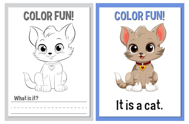 Vetor grátis ilustração de gato educacional de cores divertida
