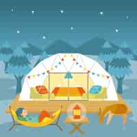 Vetor grátis ilustração de glamping de design plano