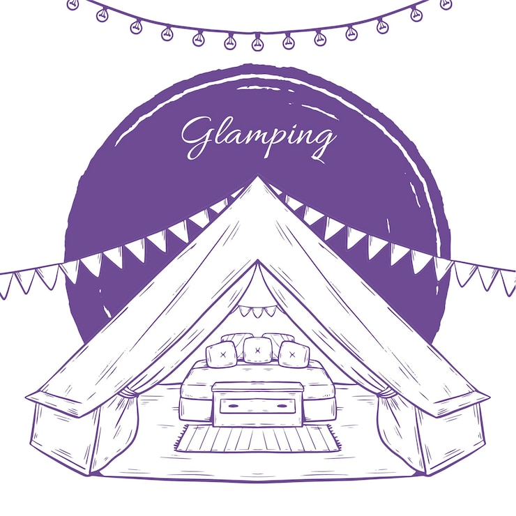 Vetor grátis ilustração de glamping desenhada à mão