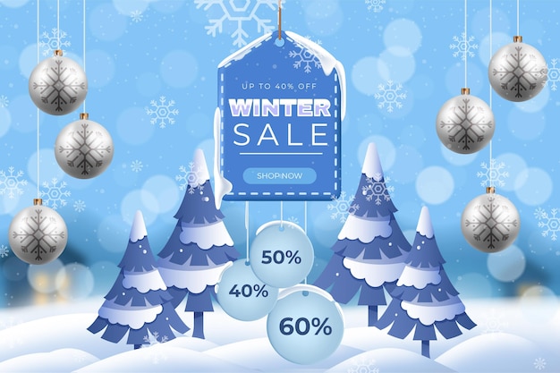 Vetor grátis ilustração de gradiente de venda de inverno e banner