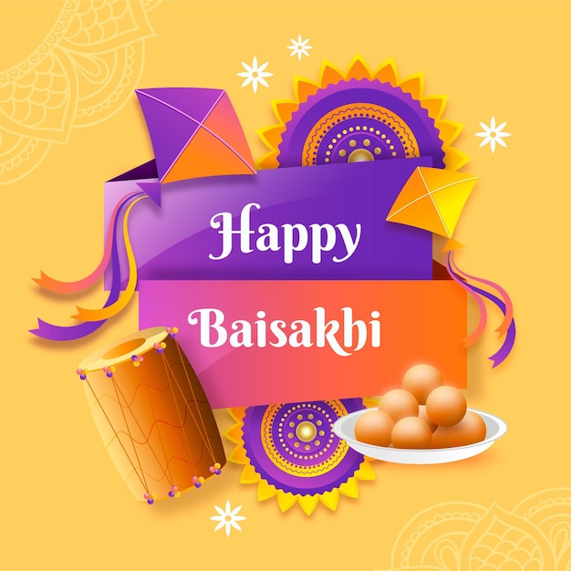 Ilustração de gradiente feliz baisakhi