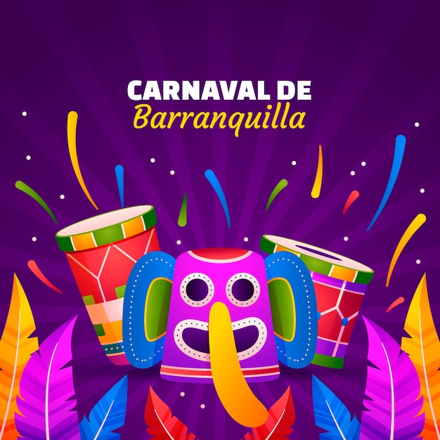 Vetor grátis ilustração de gradiente para a celebração do carnaval de barranquilla