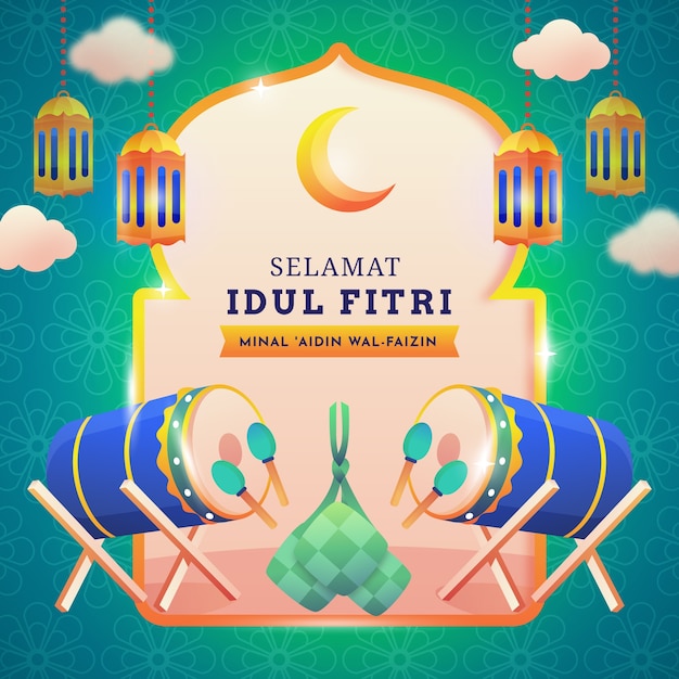 Ilustração de gradiente para a celebração islâmica do eid al-fitr