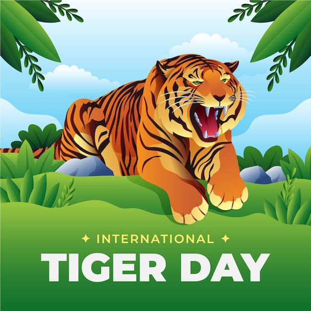 Ilustração de gradiente para conscientização do dia internacional do tigre