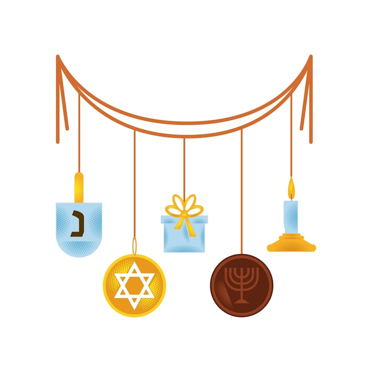 Vetor grátis ilustração de guirlandas de hanukkah desenho isolado