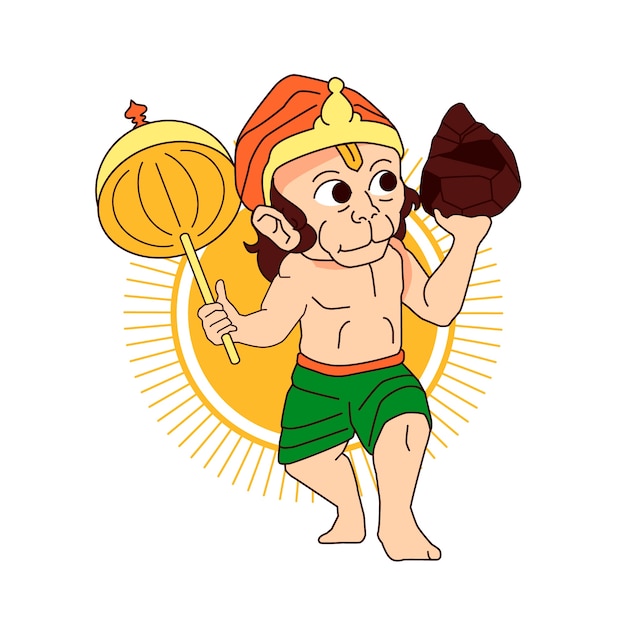 Vetor grátis ilustração de hanuman jayanti desenhada à mão