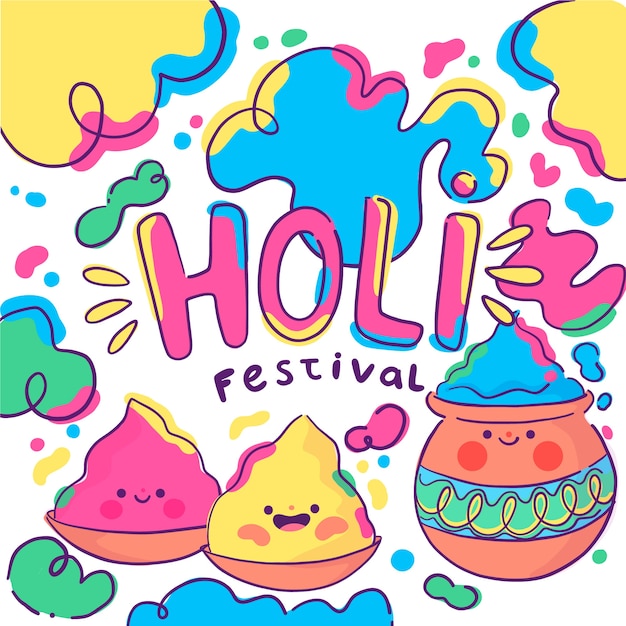 Ilustração de holi desenhada à mão