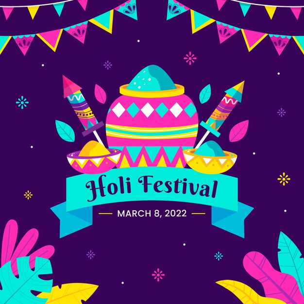 Vetor grátis ilustração de holi plana