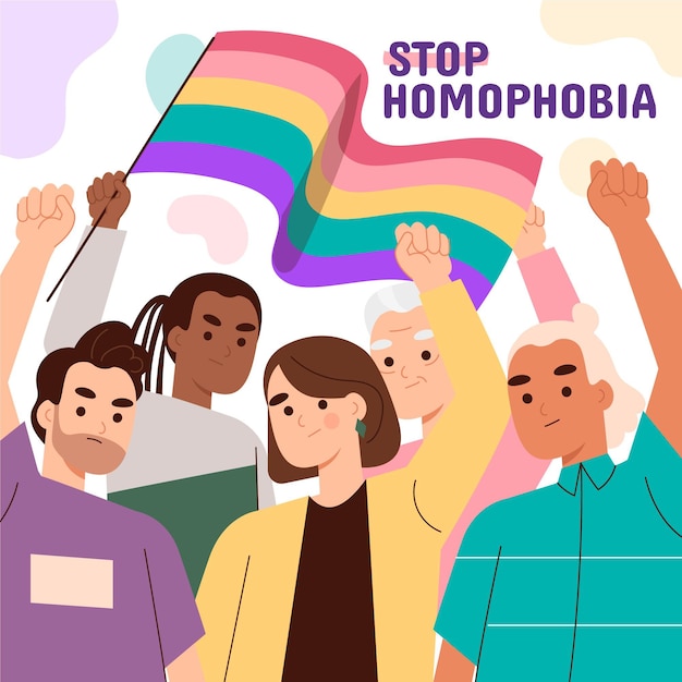 Ilustração de homofobia desenhada à mão