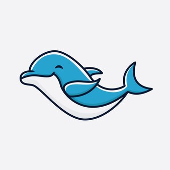 Ilustração de ícone de vetor de desenho de golfinho fofo mascote de logotipo desenhado à mão desenho de trandy
