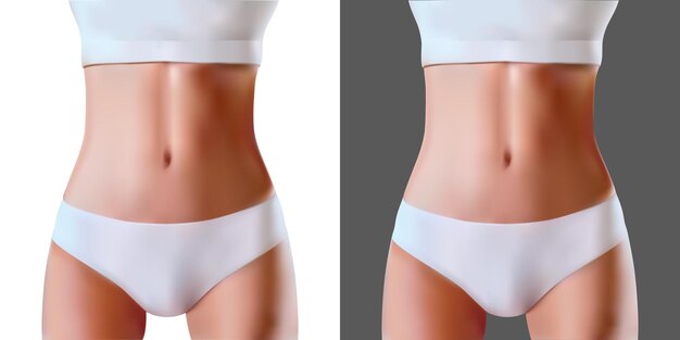 ilustração de ícone vetorial realista corpo da mulher barriga estômago ou conceito de higiene