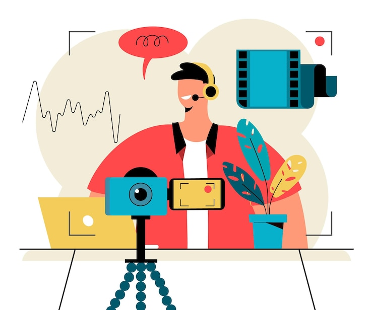 Vetor grátis ilustração de influenciador de podcast