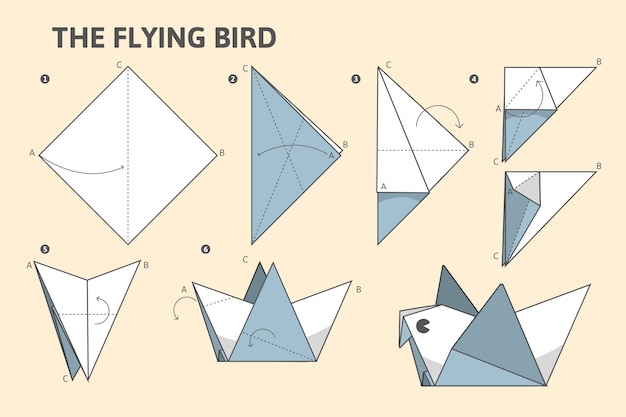 Vetor grátis ilustração de instruções de origami de design plano