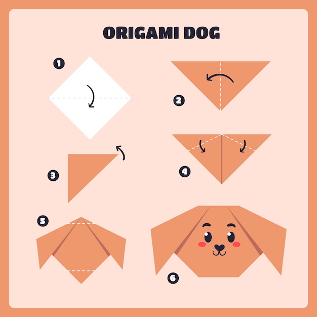 Ilustração de instruções de origami desenhadas à mão