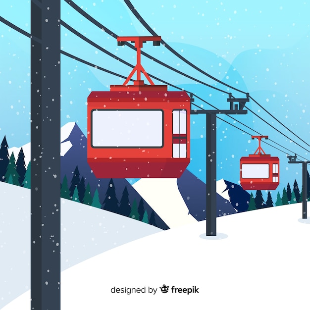 Ilustração de inverno funicular plana