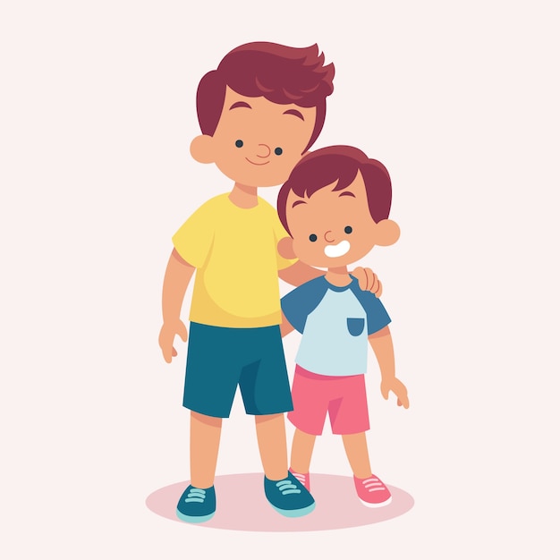 Ilustração de irmãos desenhados à mão