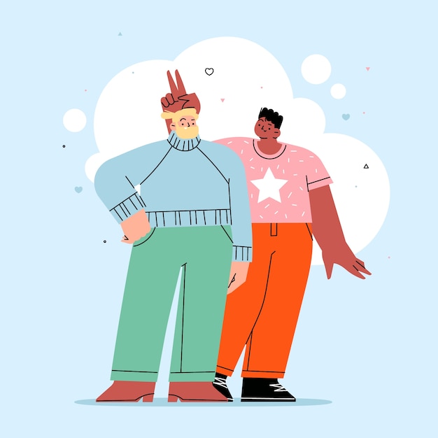Ilustração de irmãos desenhados à mão